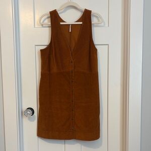 Free People Tan Button-Front Mini Dress